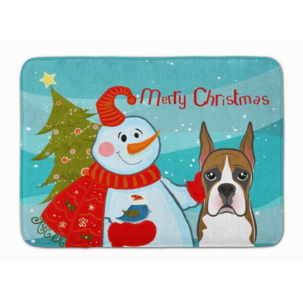 Carolines Treasures Snowman with Boxer Machine Washable Memory Foam Mat BB1843RUG - main